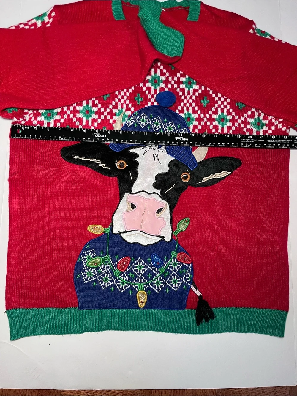 Festive Cow Ugly Christmas Sweater Mens XL ~ Holiday